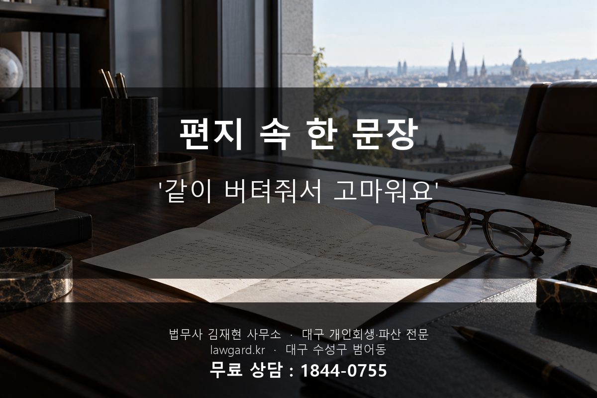 개인회생 완납 후기 편지 속 한 문장