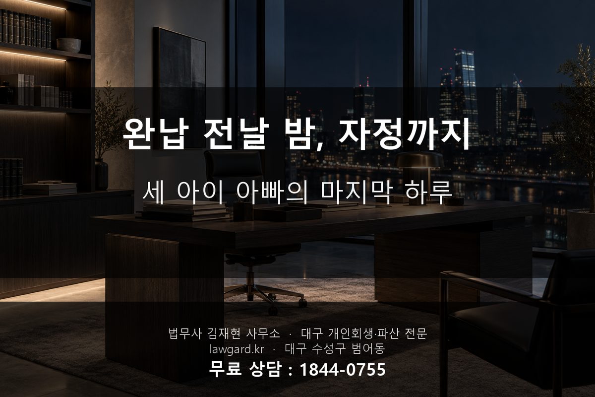 완납 전날 밤 자정까지 세 아이 아빠의 마지막 하루