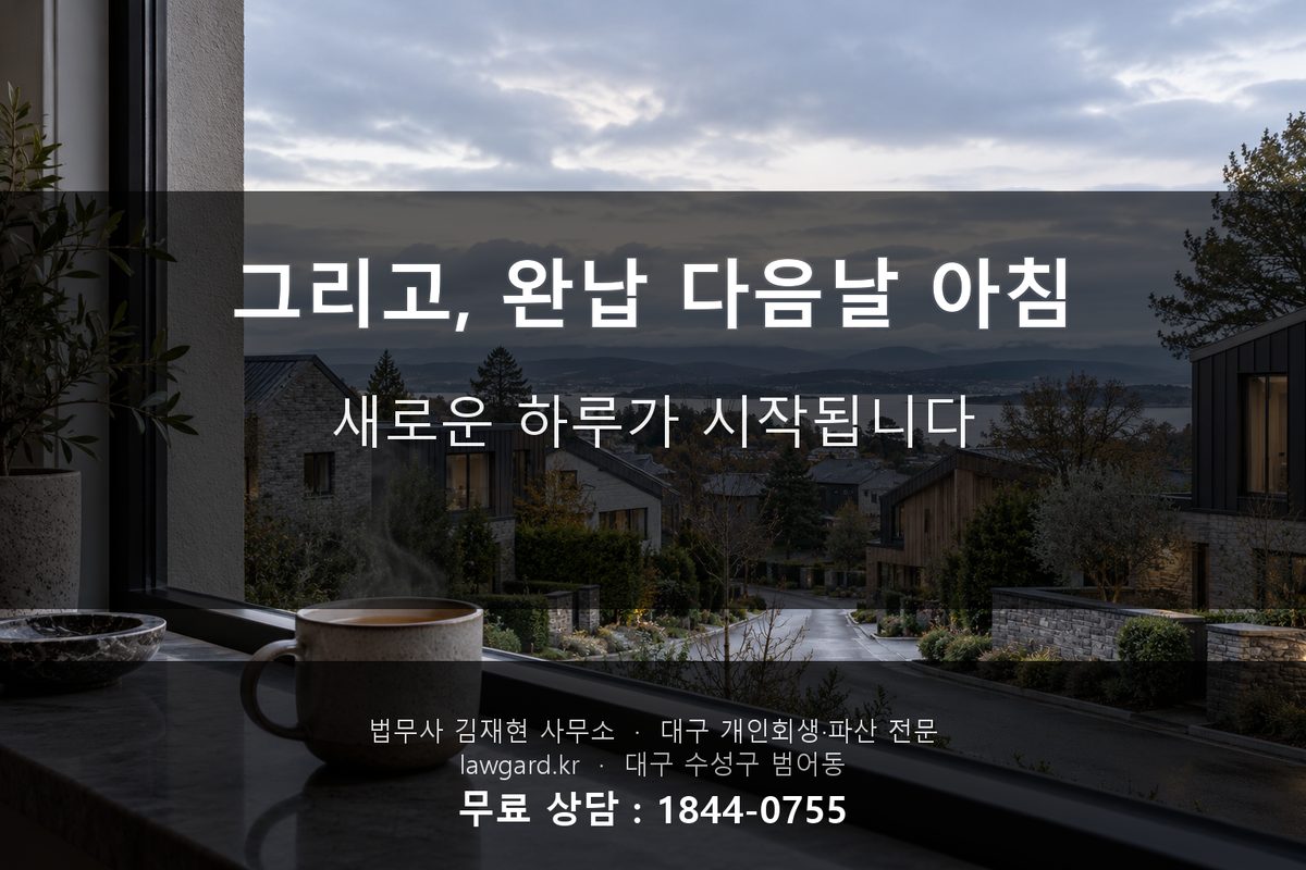 완납 다음날 아침 창밖 풍경 새로운 시작